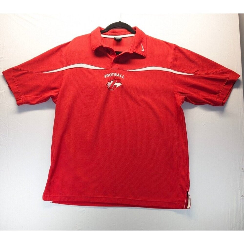 Nike Team Dri-Fit Chiefs‎ Football Red White Polo Large Vintage Short Sleeve